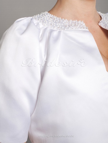 Sheath/ Column Satin Knee-length V-neck Bridesmaid/ Wedding Party Dress With A Wrap