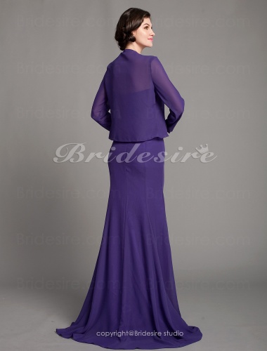 Trumpet/ Mermaid Chiffon Floor-length Strapless Mother of the Bride Dress With A Wrap