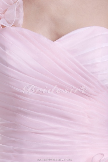 Princess Sweetheart One Shoulder Short/Mini Sleeveless Organza Dress