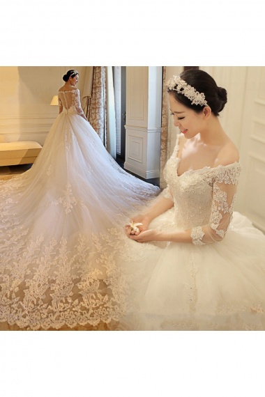 Princess Off-the-shoulder Sleeveless Lace Wedding Dress