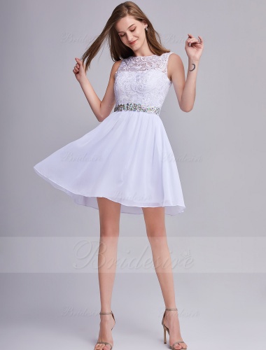 A-line Scoop Short/Mini Prom Dress