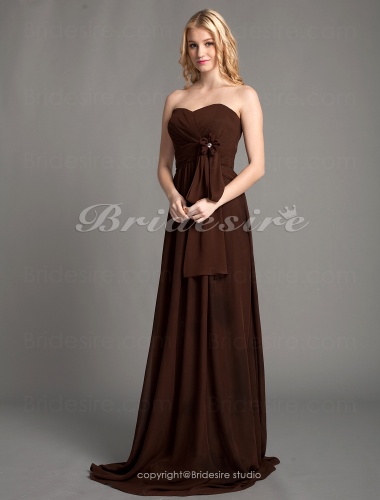 A-line Chiffon Floor-length Sweetheart Bridesmaid Dress with Removale Straps