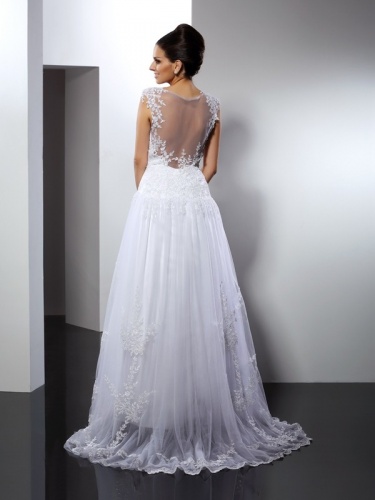 A-line Sweetheart Sleeveless Lace Wedding Dress