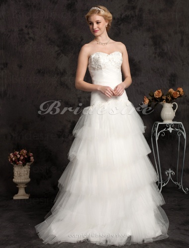 A-line Tulle Floor-length Sweetheart Wedding Dress