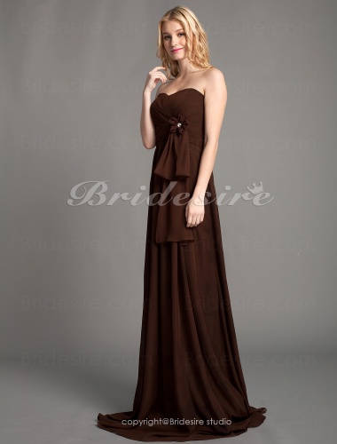 A-line Chiffon Floor-length Sweetheart Bridesmaid Dress with Removale Straps