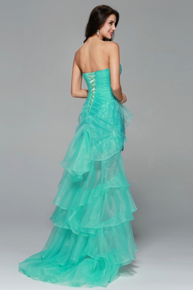 Sheath/Column Sweetheart Asymmetrical Organza Prom Dress