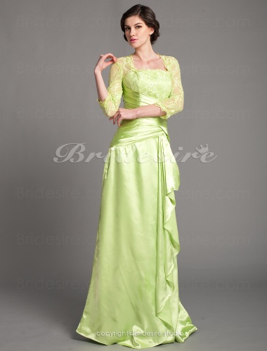A-line Stretch Satin Floor-length Square Mother of the Bride Dress