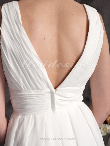 A-line Chiffon Ankle-length V-neck Wedding Dress