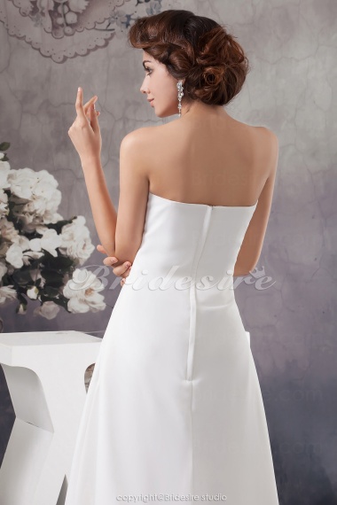 A-line Sweetheart Sweep Train Sleeveless Chiffon Wedding Dress