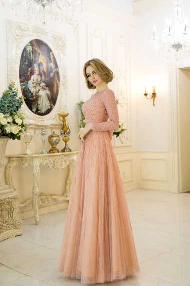 A-line Scoop Floor-length Lace Evening Dress