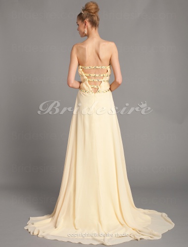 A-line Strapless Sweetheart Chiffon And Tulle Floor-length Evening Dresses