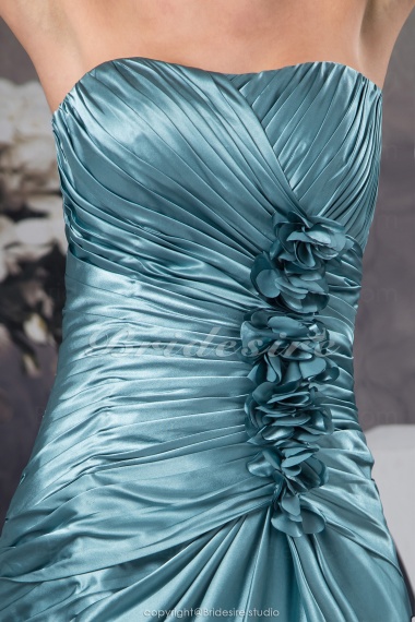 A-line Strapless Floor-length Sleeveless Stretch Satin Dress