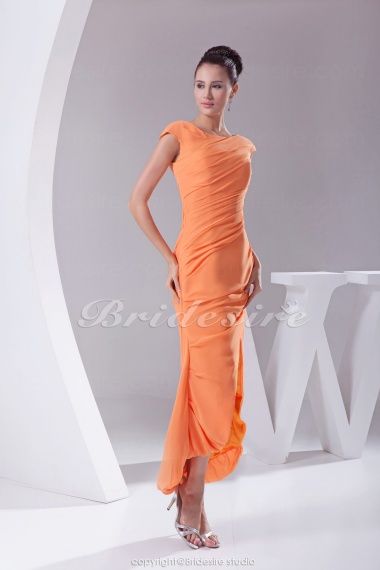 Sheath/Column Off-the-shoulder Ankle-length Short Sleeve Chiffon Dress