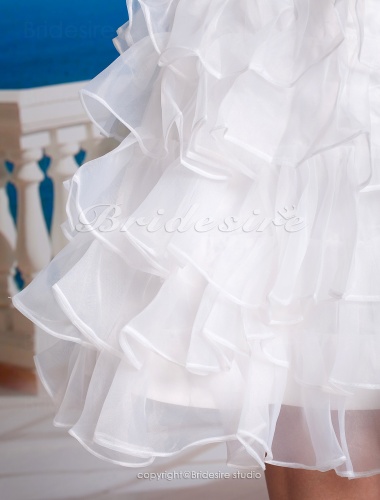 A-line Organza Taffeta Short/ Mini Strapless Wedding Dress