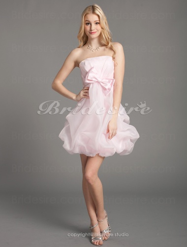 Ball Gown Organza Short/ Mini Strapless Bridesmaid Dress