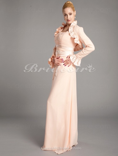 Sheath/Column Chiffon And Satin Floor-length Square Mother Of The Bride Dress With A Wrap