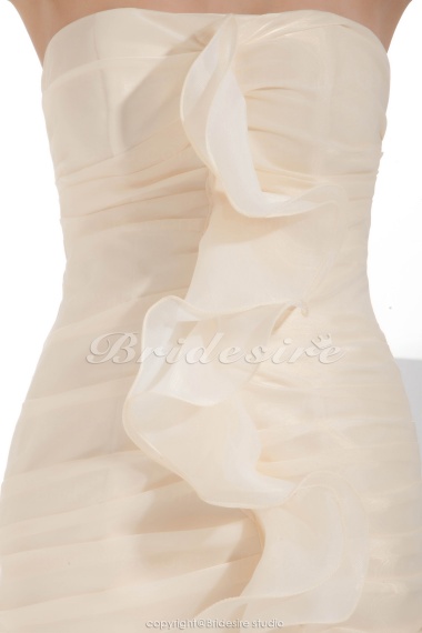 Trumpet/Mermaid Strapless Floor-length Sleeveless Organza Wedding Dress