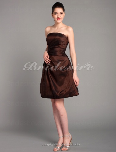 A-line Taffeta Short/Mini Bridesmaid Dress With Side Draping