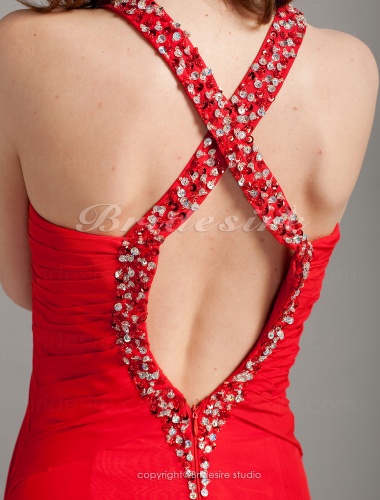 A-line Chiffon Floor-length V-neck Evening Dress