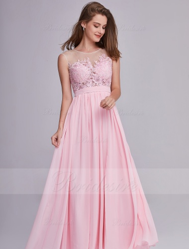 A-line Scoop Sleeveless Chiffon Bridesmaid Dress