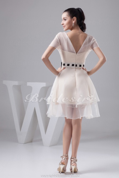 A-line V-neck Knee-length Sleeveless Chiffon Dress