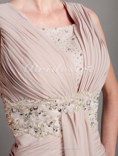 A-line Chiffon Sweep/ Brush Train Square Mother of the Bride Dress