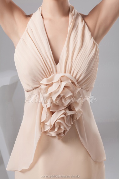 Sheath/Column Halter Short/Mini Sleeveless Chiffon Bridesmaid Dress