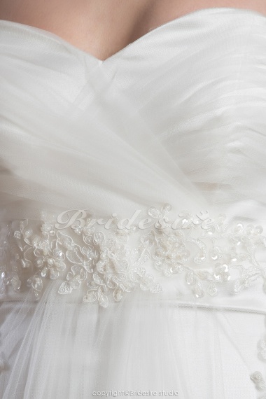 Sheath/Column Sweetheart Floor-length Sweep Train Sleeveless Chiffon Wedding Dress