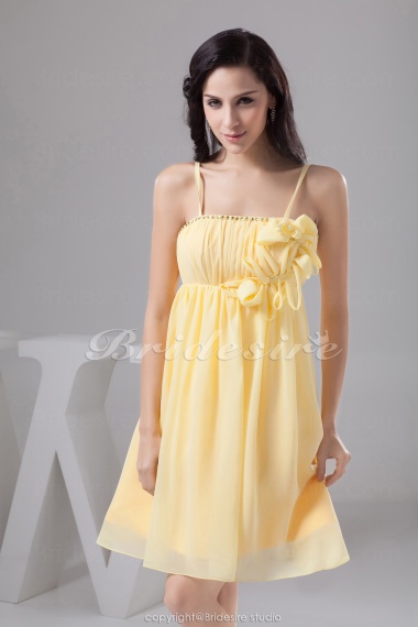 A-line Spaghetti Straps Short/Mini Sleeveless Chiffon Bridesmaid Dress