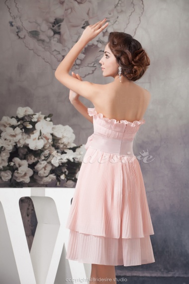 A-line Strapless Knee-length Sleeveless Chiffon Bridesmaid Dress