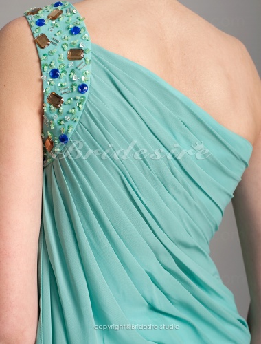 Sheath/ Column Chiffon Floor-length One Shoulder Prom Dress
