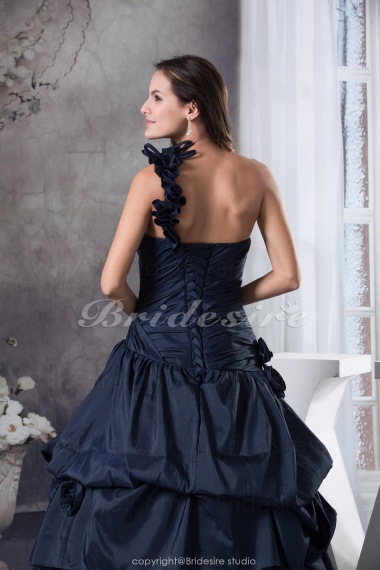 Ball Gown One Shoulder Floor-length Sleeveless Taffeta Dress