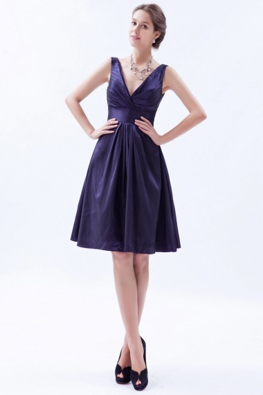 A-line V-neck Tea-length Chiffon Holiday Dress
