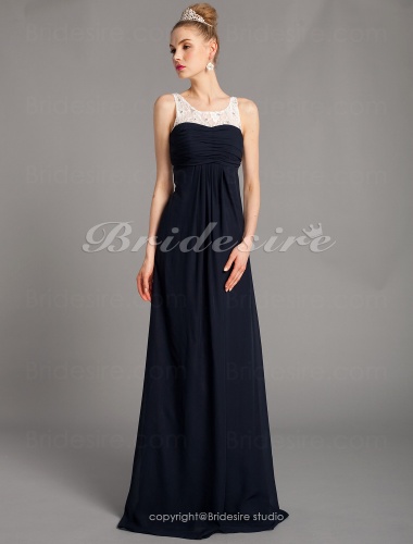 A-line Chiffon Floor-length Scoop Evening Dress