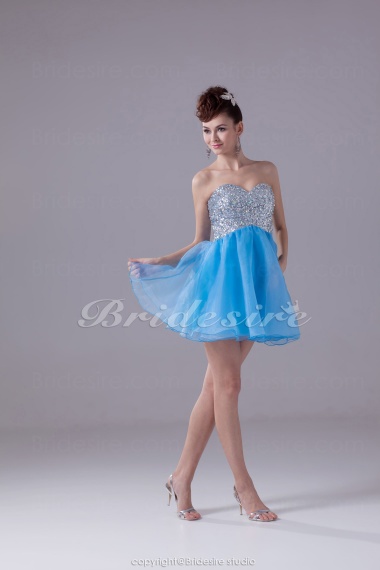 A-line Sweetheart Short/Mini Sleeveless Tulle Dress