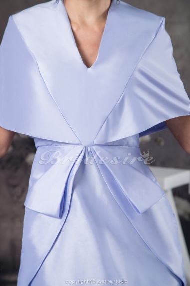 Sheath/Column V-neck Floor-length Half Sleeve Satin Dress