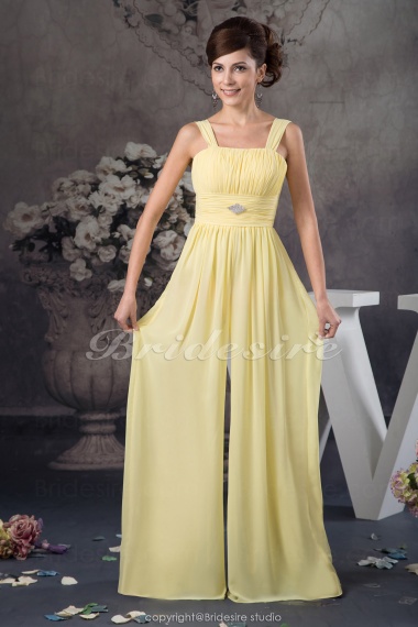   Square Floor-length Sleeveless Chiffon Dress