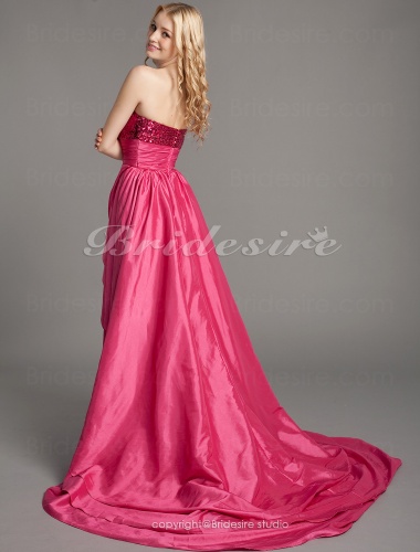 A-line High Low Taffeta And Sequin Strapless Evening/ Cocktail Dress