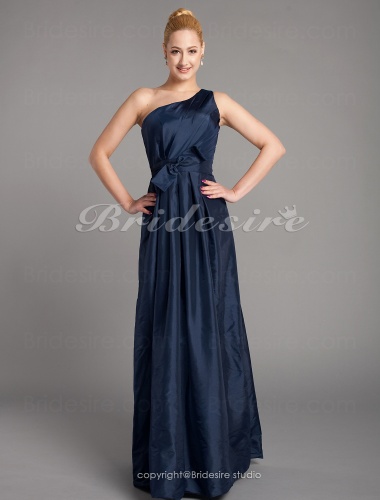 A-line Taffeta Floor-length One Shoulder Mother of the Bride Dress With Bow