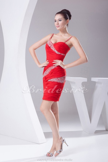 Sheath/Column Sweetheart Spaghetti Straps Short/Mini Sleeveless Chiffon Dress
