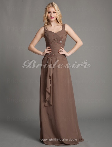 A-line Chiffon Floor-length Straps Evening Dress