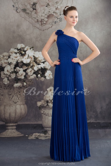 Sheath/Column One Shoulder Floor-length Sleeveless Chiffon Bridesmaid Dress