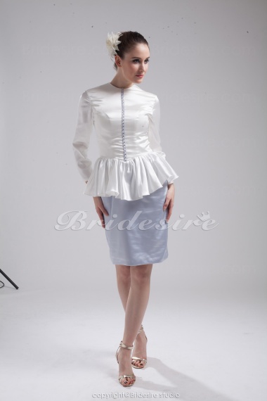Sheath/Column Scoop Short/Mini Long Sleeve 3/4 Length Sleeve Stretch Satin Mother of the Bride Dress