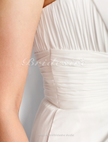 A-line Chiffon Watteau Train Jewel Neck Wedding Dress