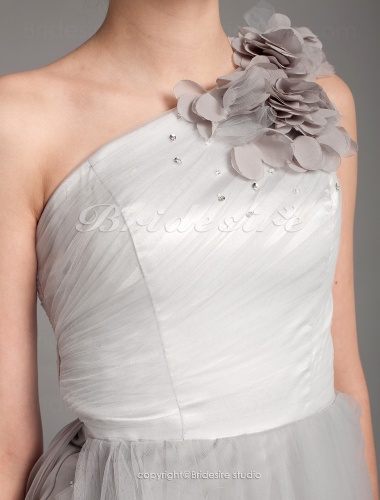 A-line Tulle Floor-length One Shoulder Evening Dress
