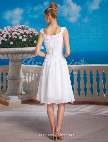 A-line/ Princess Chiffon Knee-length Square Wedding Dress