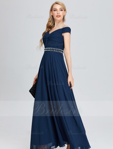 A-line Sweetheart Floor-length Chiffon Prom Dress with Sequins