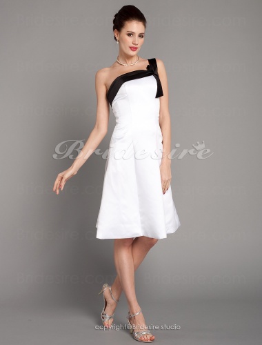 A-line Satin Knee-length One Shoulder Bridesmaid Dress
