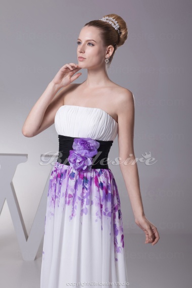 Sheath/Column Strapless Floor-length Sleeveless Chiffon Dress