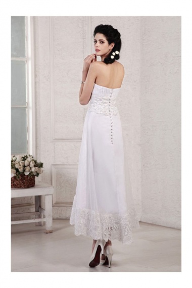 A-line Strapless Sleeveless Chiffon Wedding Dress